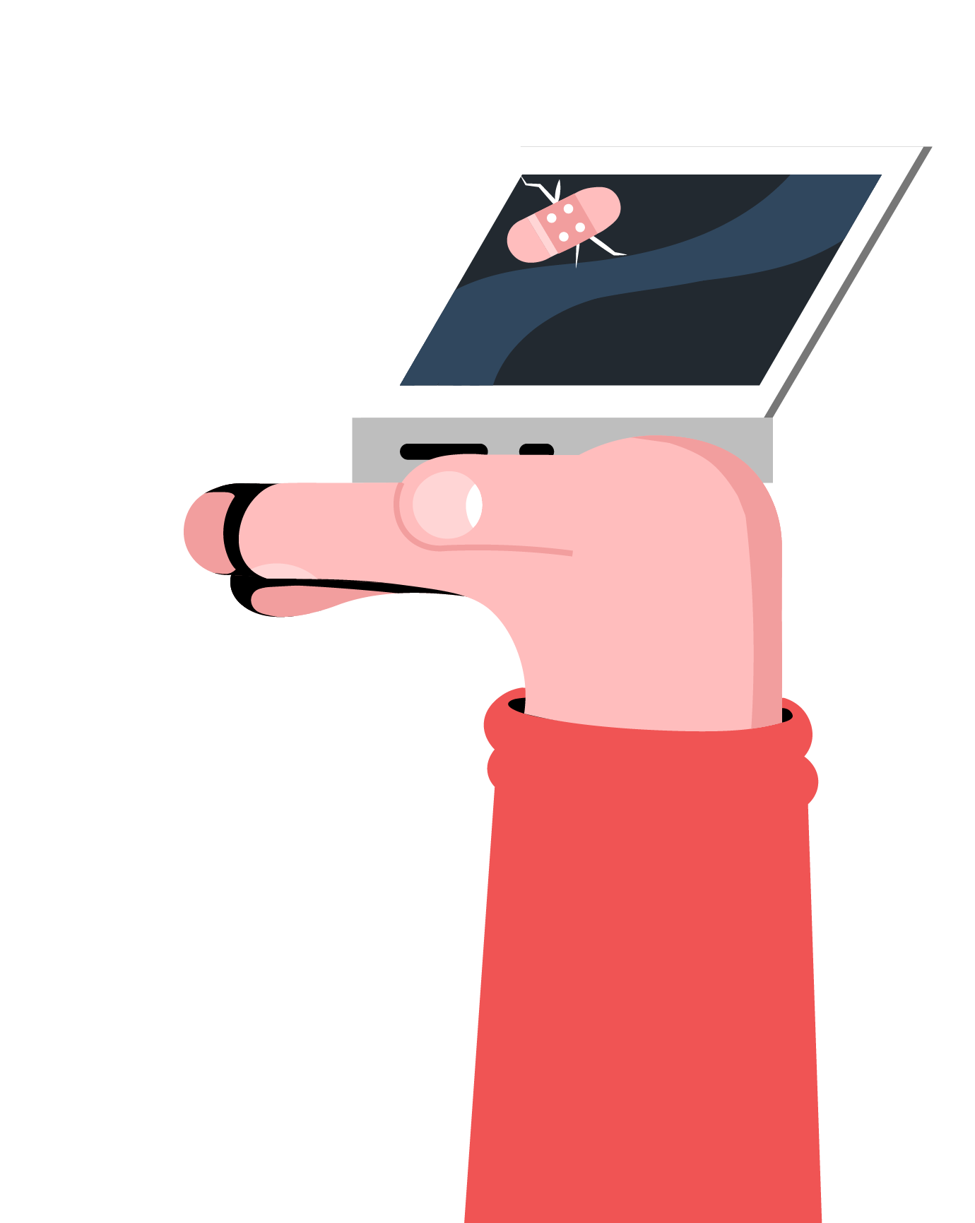 Illustration: Laptop als günstiger StoreDeal mit kleinem Makel